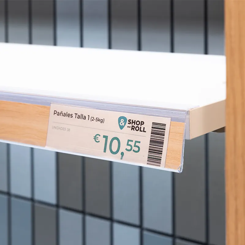 Perfil portaprecios con solapa adhesiva basculante altura 30mm