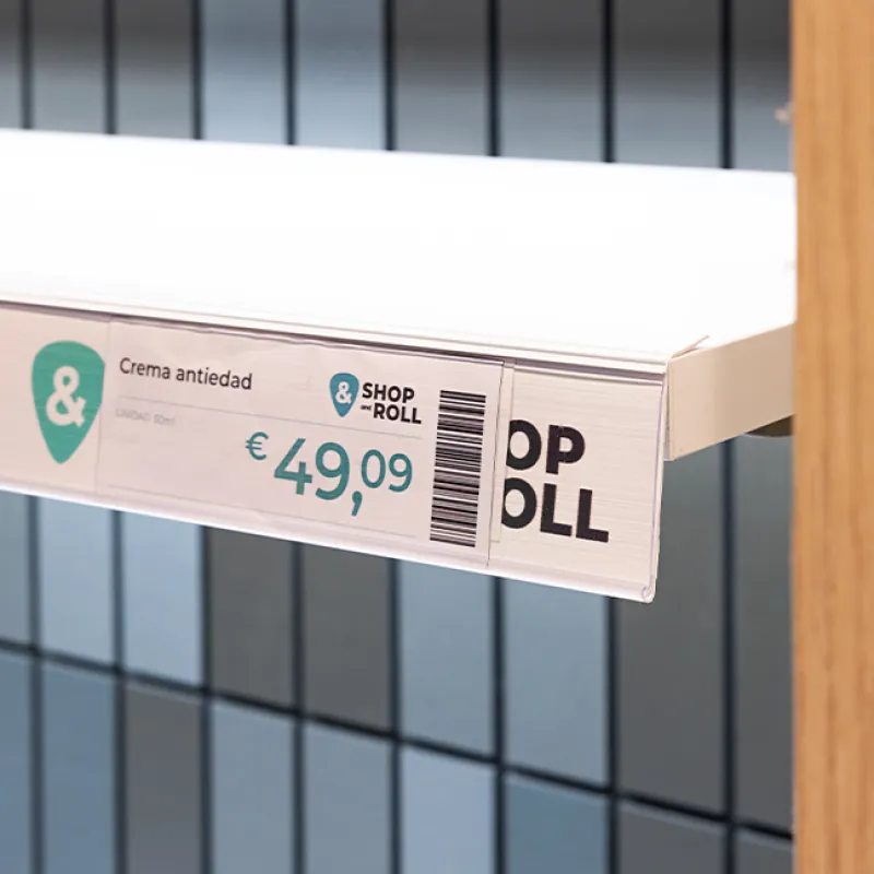 Perfil portaprecios con solapa adhesiva h39mm con precio