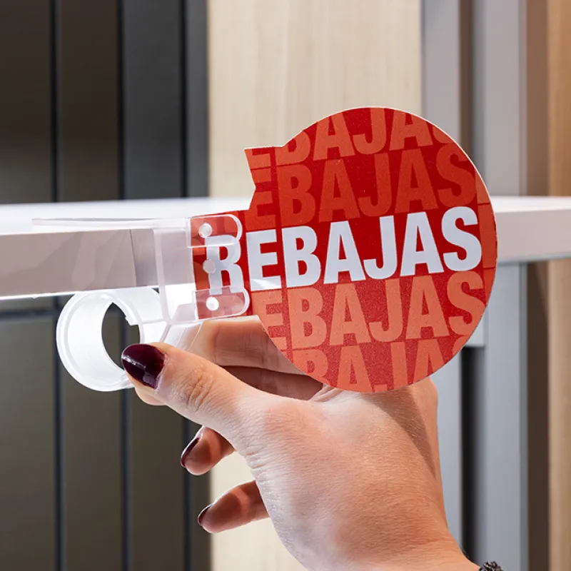 Stopper redondo "Rebajas" con pinza caracol