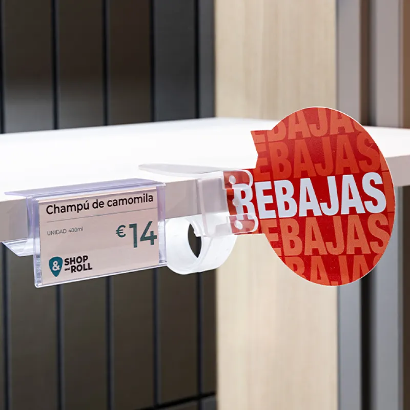 Stopper redondo "Rebajas" con pinza caracol (5)