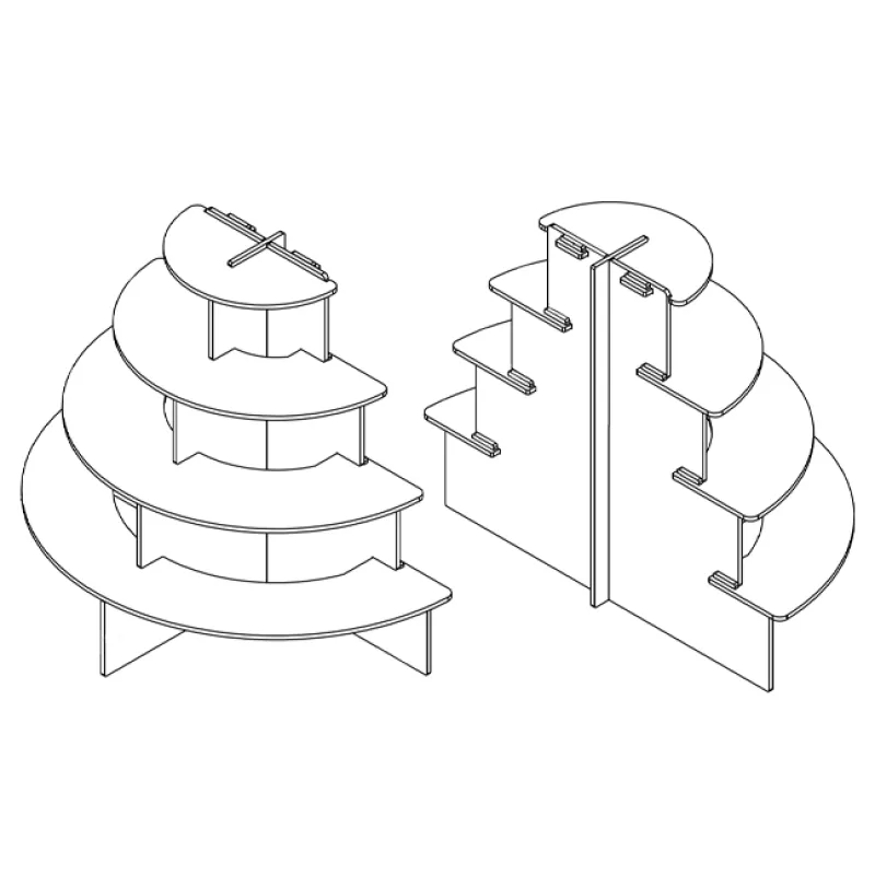 ficha técnica - Expositor semicircular acrílico con 4 niveles