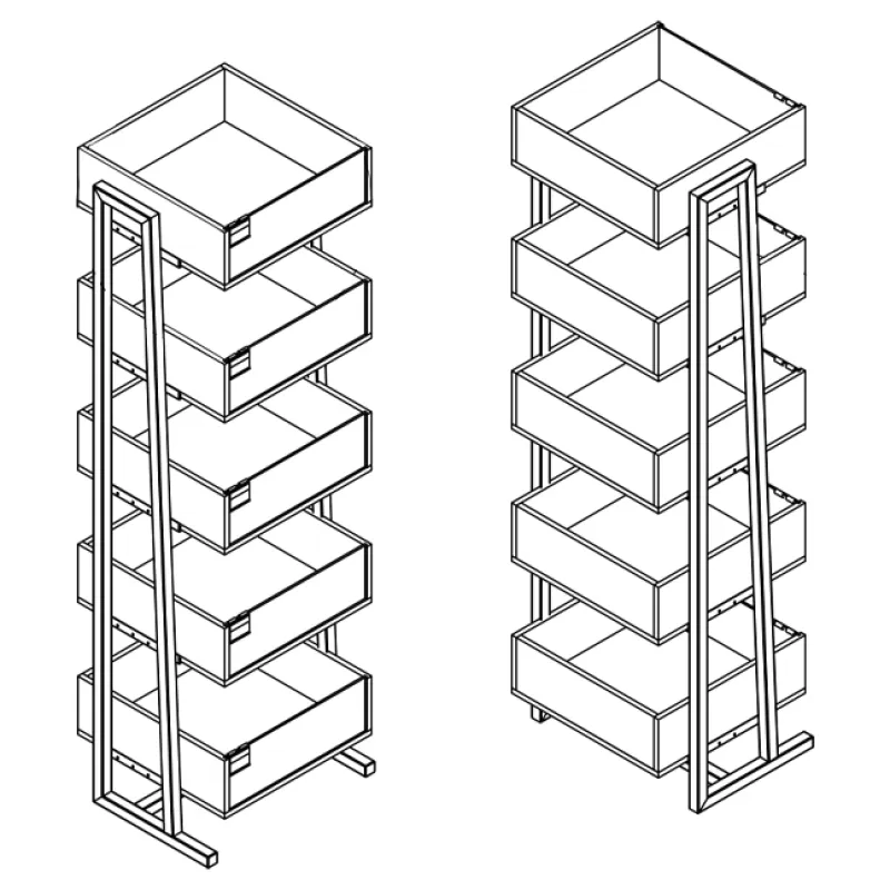 Ficha técnica - Mueble de Madera con 5 Bandejas sin producto